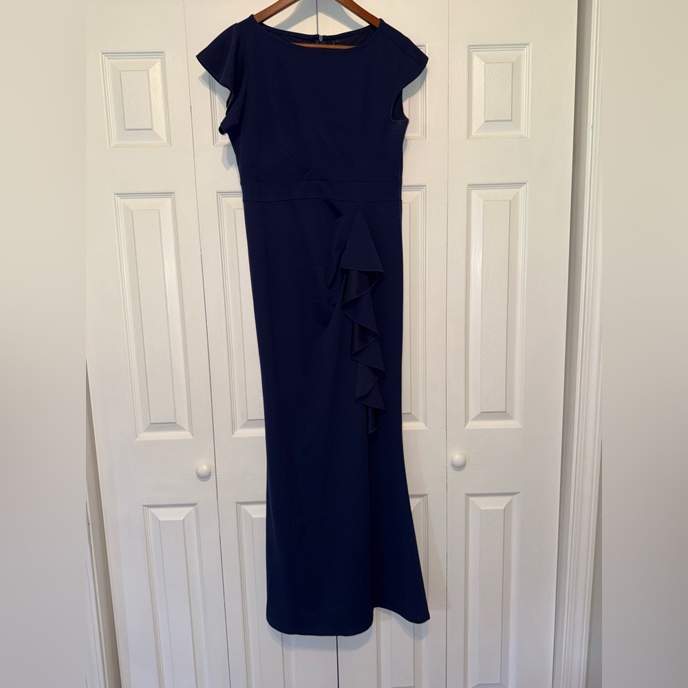 Elegant Navy Blue Ruffle Dress